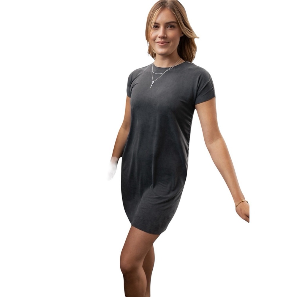 KADA Women's Infinity Tee Mini Dress Cupro Made In USA Black Size Large NEW